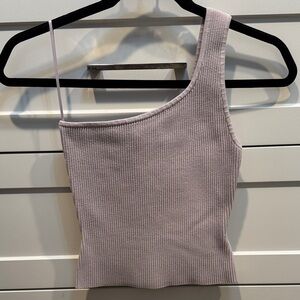 Aritzia Babaton One Shoulder Ribbed Camisole - Soft Lavender
